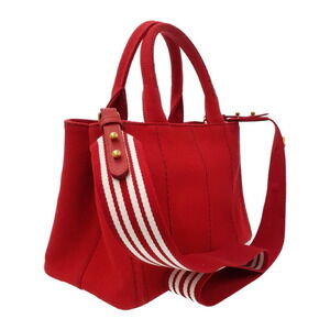 Prada Red top handles canvas Canapa handbag Tote 2way
